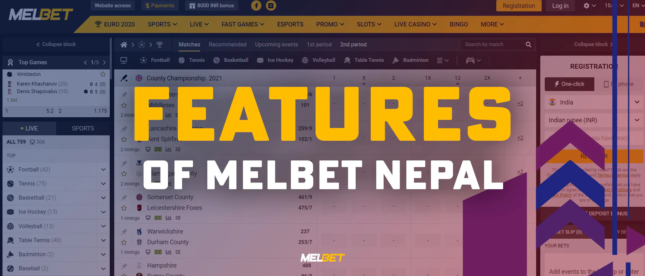 Features of MelBet Nepal